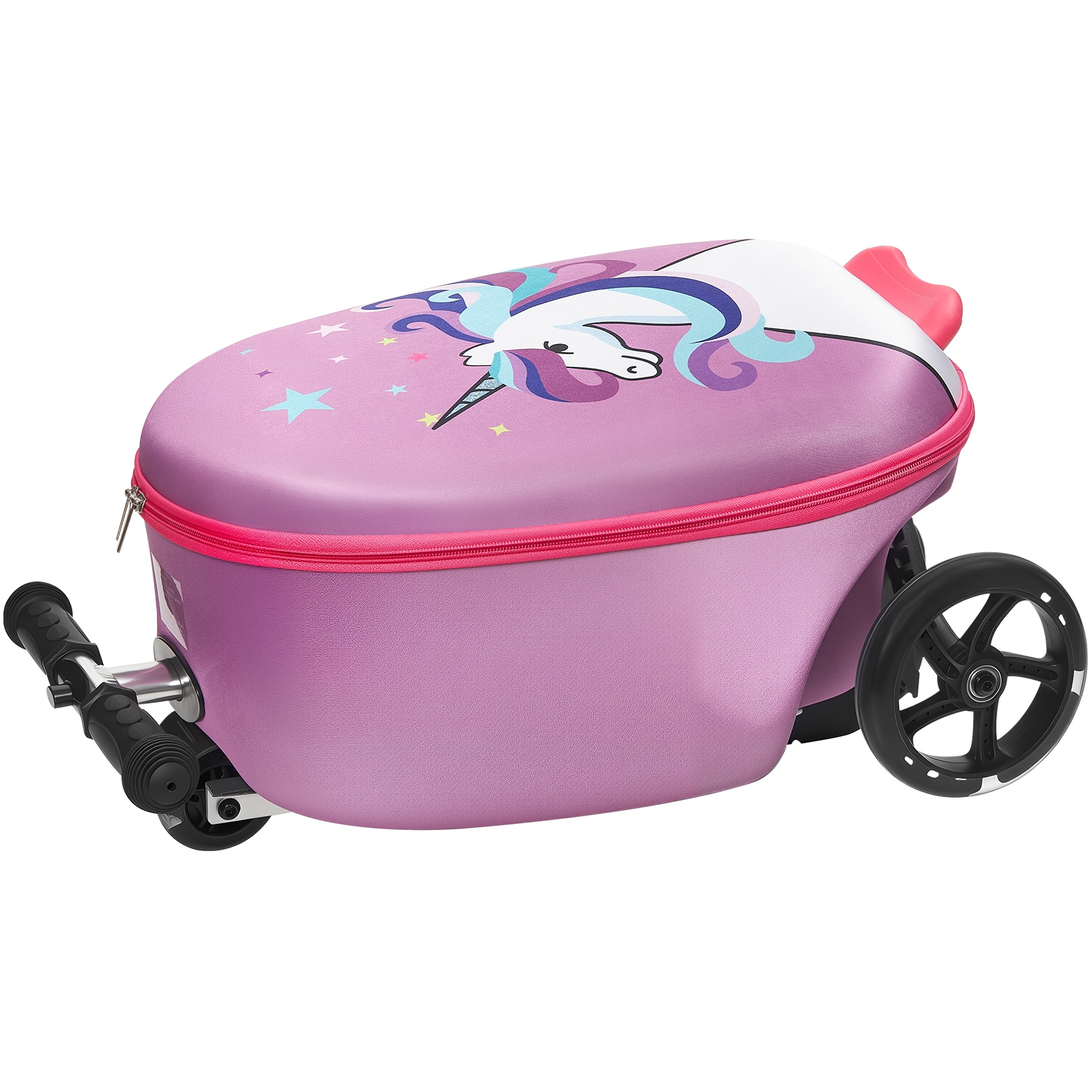 Kids Scooter Luggage Ride-on Suitcase With Flash Wheels Purple_voghion.com